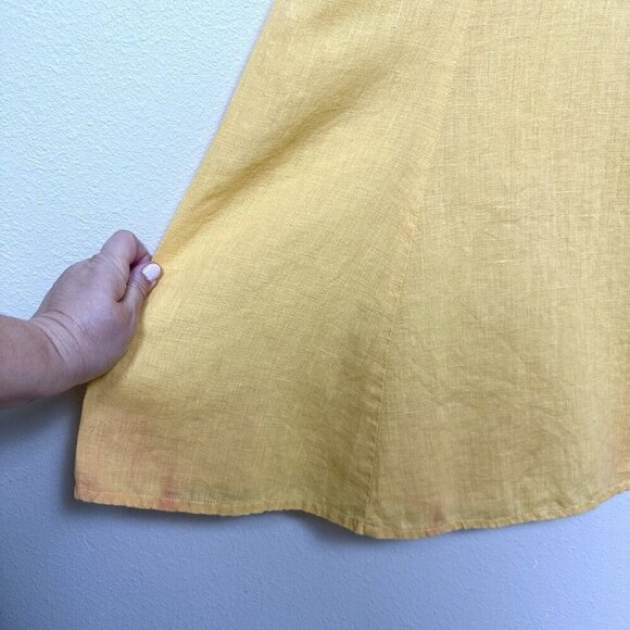 FLAX by Jeanne Engelhart 100% Linen Maxi Dress Size Petite US Small 4 - 6 Yellow - Picture 5 of 16